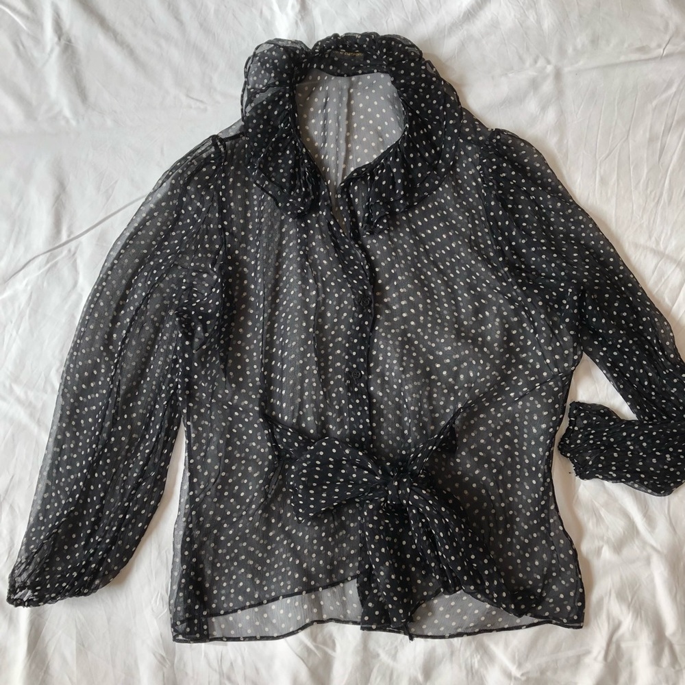 Carla Zampatti black spotted sheet blouse - Picture 1 of 3